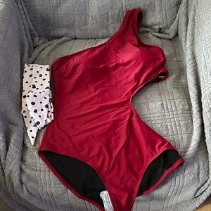 Grace Karin Red One-Shoulder Swimsuit
